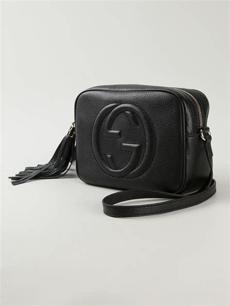 gucci black leather cross body patta bag